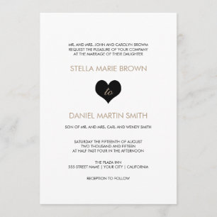 Moderne Schwarzweiss-Herz-Hochzeits-Einladung Einladung