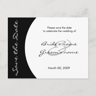 Moderne Schwarzweiß-Save the Date-Postkarten Ankündigungspostkarte