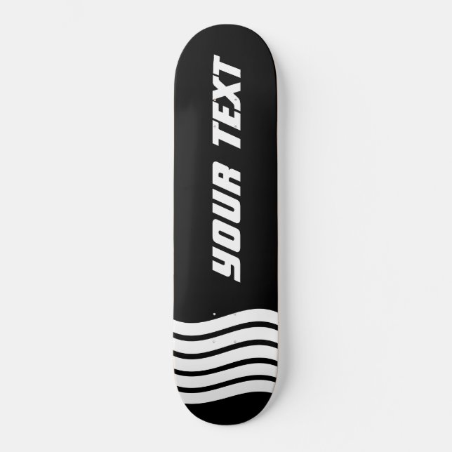 Moderne Schwarzweiß-Sportgeräte für Monogramm Skateboard (Vorderseite)