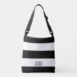 Moderne Schwarzweiss-Streifen-personalisierter Tragetaschen Mit Langen Trägern