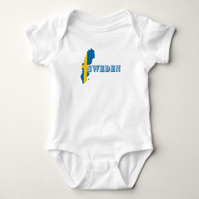 Moderne schwedische Art Letter Map Flag Souvenir Baby Strampler (Vorderseite)