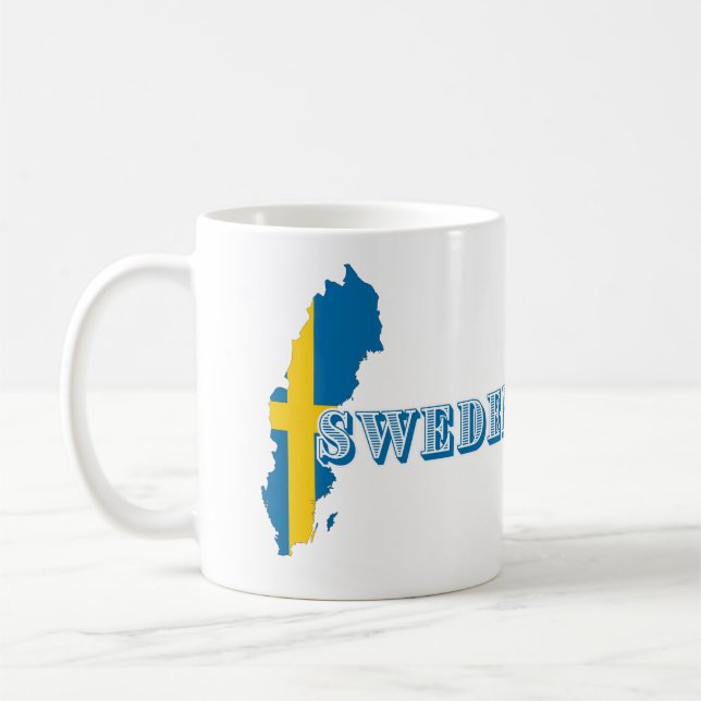 Moderne schwedische Art Letter Map Flag Souvenir Kaffeetasse (Links)
