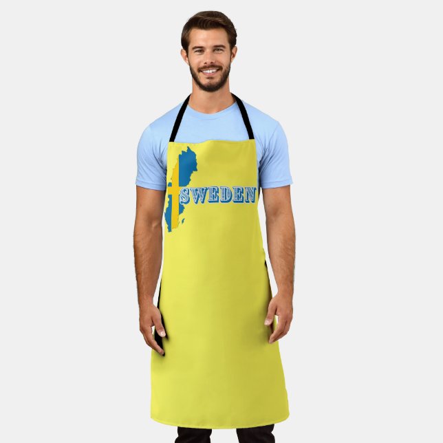 Moderne schwedische Art Letter Map Flag Souvenir Schürze (Getragen)