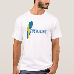 Moderne schwedische Art Letter Map Flag Souvenir T-Shirt