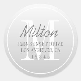 Moderne, schwindende Rücksendeadresse | Gray Ombre Runder Aufkleber