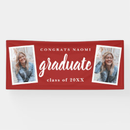 Moderne Script 2 Foto Graduation Party Banner