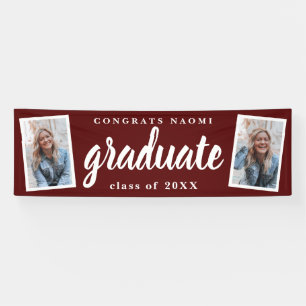 Moderne Script 2 Foto Graduation Party Banner