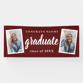 Moderne Script 2 Foto Graduation Party Banner