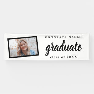 Moderne Script 2 Foto Graduation Party Banner