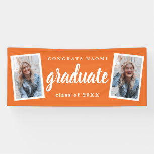 Moderne Script 2 Foto Graduation Party Banner