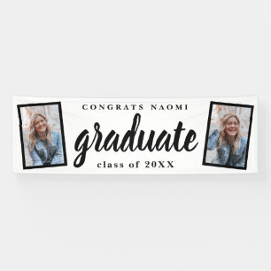 Moderne Script 2 Foto Graduation Party Banner
