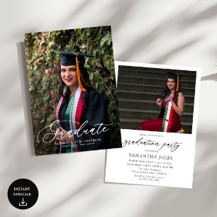 Moderne Script 2 Fotos Graduation Party Einladung
