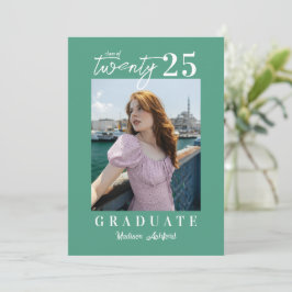 Moderne Script Aquamarin Foto Graduation Party Einladung