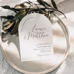 Moderne Script Arch Black & White Wedding Einladung