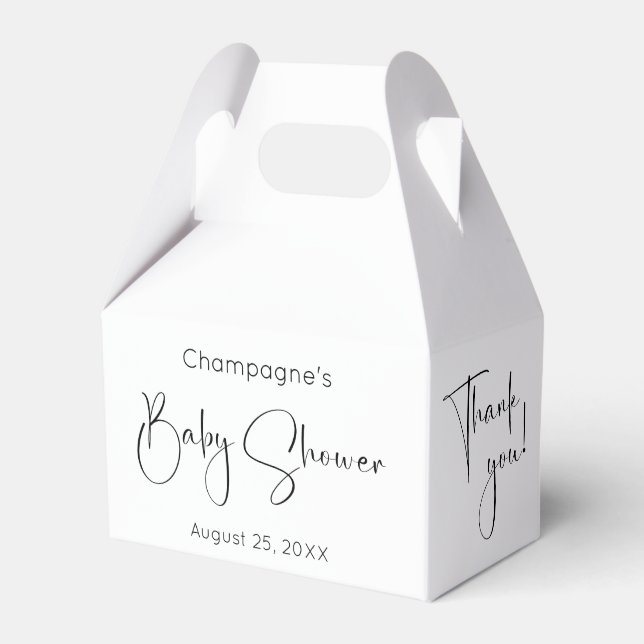 Moderne Script Baby Dusche Vielen Dank für Ihr Int Geschenkschachtel (Vorderseite)
