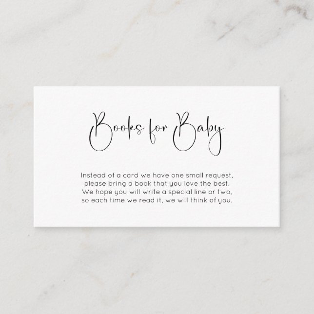 Moderne Script Baby Shooting Books für Baby Begleitkarte (Vorderseite)