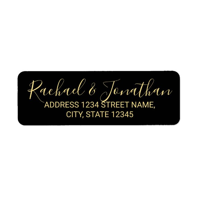 Moderne Script Black and Gold Wedding (Vorne)