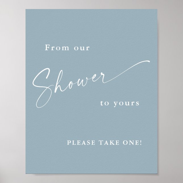 Moderne Script Blue Baby Dusche Poster (Vorne)