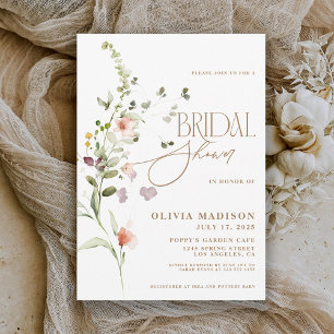 Moderne Script Boho Blumen Garten Brautparty Einladung