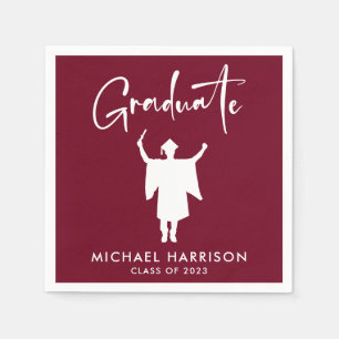 Moderne Script Burgundy Graduation Party Serviette