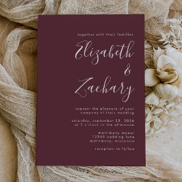 Moderne Script Burgundy Wedding Einladung