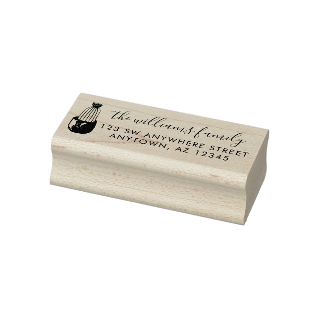Moderne Script Cactus Planter Rücksendeadresse Gummistempel (Stempel)