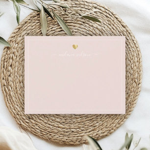 Moderne Script Calligraphy Gold Heart Chic Girl Mitteilungskarte