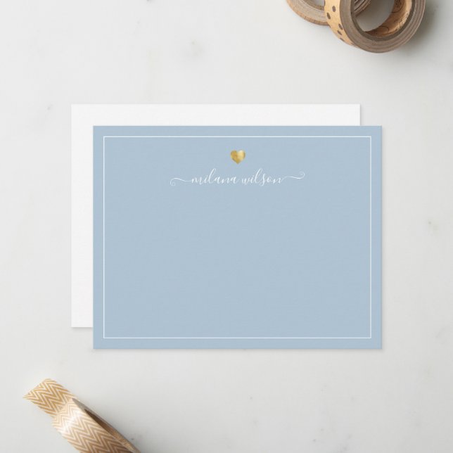 Moderne Script Calligraphy Gold Herz Chic Elegante Mitteilungskarte (Vorderseite/Rückseite Beispiel)