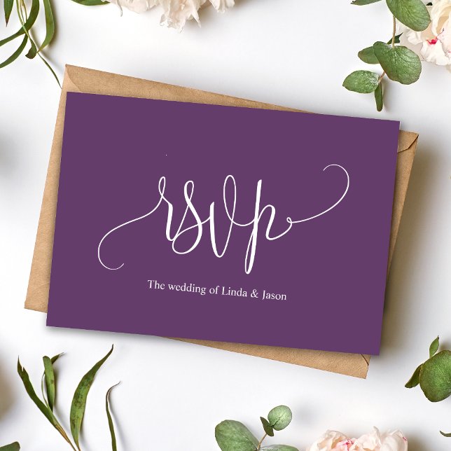 Moderne Script Cassis Wedding Meal Choice RSVP Car Einladung (Modern script cassis meal choice RSVP card keeps selections clear with a romantic touch)