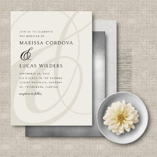 Moderne Script Champagne Ampersand Hochzeit Einladung