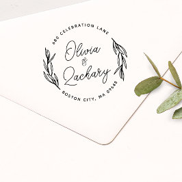 Moderne Script Circular Wedding Address Gummistempel