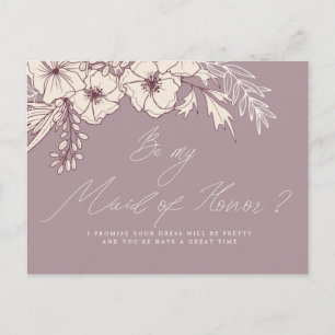 Moderne Script Creme Floral Trauzeugin Postkarte