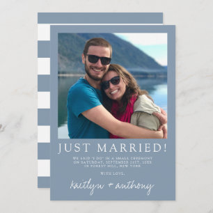 Moderne Script Dusty Blue Minimalistic Wedding Ankündigung