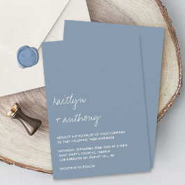 Moderne Script Dusty Blue Minimalistic Wedding Einladung