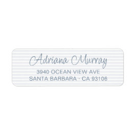 Moderne Script Dusty Blue Stripes Rücksendeadresse