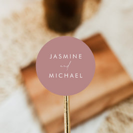 Moderne Script Dusty Rose Hochzeit Umschlag Aufkle Runder Aufkleber