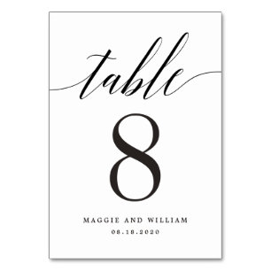 Moderne Script EDITABLE FARBE Tischnummer Card
