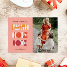 Moderne Script Faith Holiday Foto Card