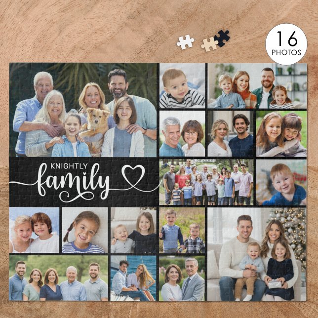 Moderne Script FAMILY 16 Foto Collage Your Color Puzzle (Von Creator hochgeladen)