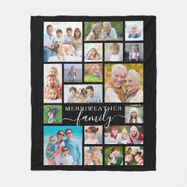 Moderne Script FAMILY 19 Foto Collage Black Fleecedecke