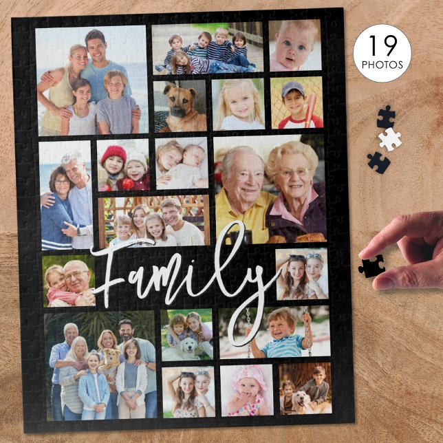 Moderne Script FAMILY 19 FotoCollage Custom Color Puzzle (Von Creator hochgeladen)