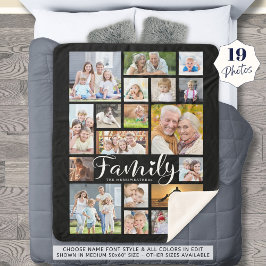 Moderne Script FAMILY Herz 19 Foto Collage Black Sherpadecke
