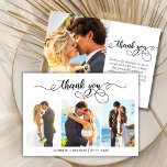 Moderne Script Foto Collage Wedding Danke Karte<br><div class="desc">Moderne Elegante Kalligrafie Chic Script 3 Foto Collage Wedding Dankeschön Karte. Stilvolle Moderne Hochzeit danke Ihnen Vorlage mit 3 Foto auf der Vorderseite mit dem Text "Danke" in einem skurrilen Wirblen Handschrift Schrift Swash Schwanz Schriftart. 2-seitige Karte am hinteren Foto (1). Einfaches Personalisieren Ihres Namens und Dankeschön Nachricht. Wenn Sie...</div>