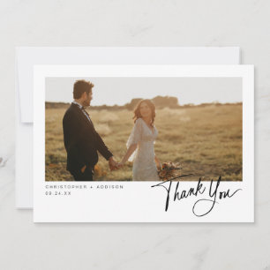 Moderne Script Foto Flat Wedding Dankeschön Card Dankeskarte