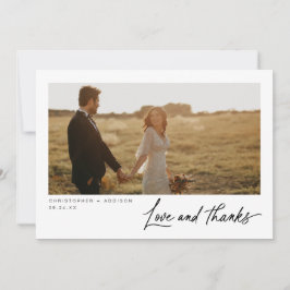 Moderne Script Foto Flat Wedding Dankeschön Card Dankeskarte