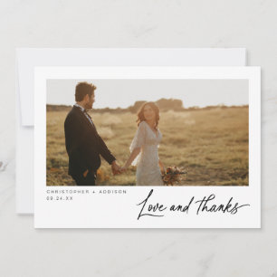 Moderne Script Foto Flat Wedding Dankeschön Card Dankeskarte