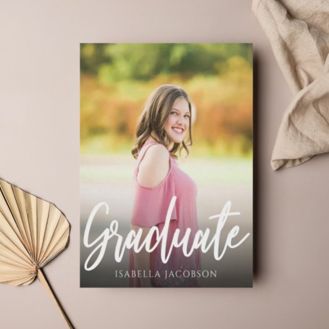 Moderne Script-Foto-Graduierungspartei Einladung (Von Creator hochgeladen)