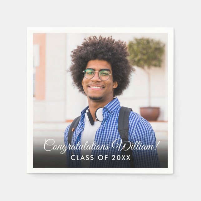 Moderne Script-Foto-Graduierungspartei Serviette (Vorderseite)