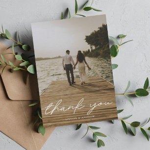 Moderne Script-Foto-Hochzeit Dankeskarte