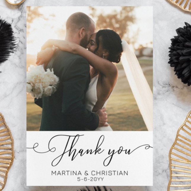 Moderne Script-Foto-Hochzeit Dankeskarte (Von Creator hochgeladen)
